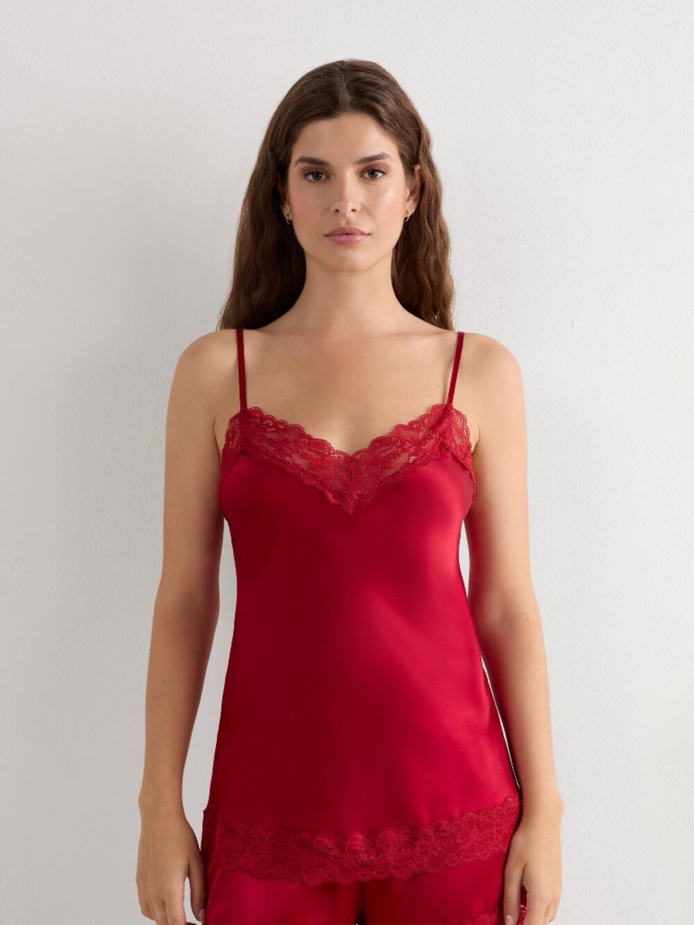 Intimissimi 100% Silk and Lace V-neck Top Size L
